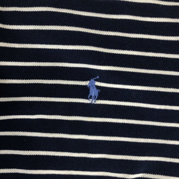 POLO RALPH LAUREN‎ GOLF FIT Large Men's Blue Cotton Shirt Striped L D24 - Picture 4 of 5